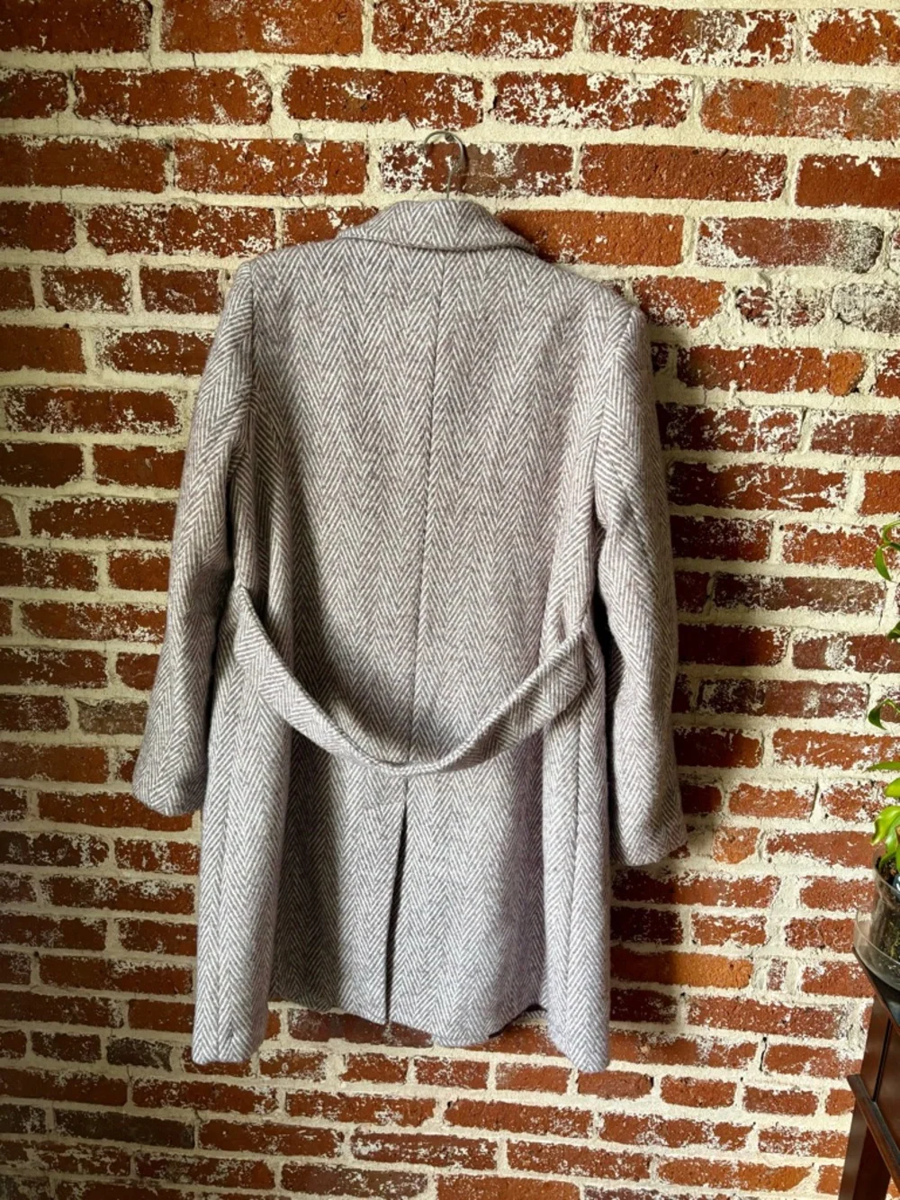 Sam Edelman Notch Collar Lavender & Ivory Herringbone Winter Coat - Picture 5 of 7